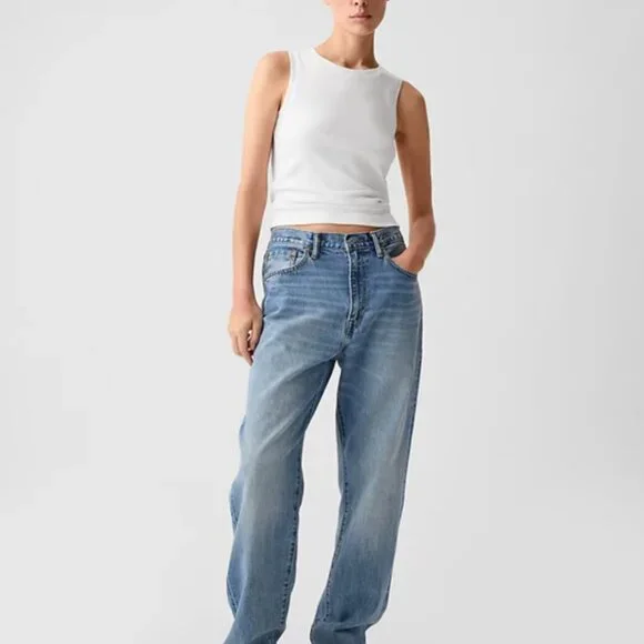 Gap Womens M Tall Plain Solid White Modern Shell Tank Top Sleeveless Stretch - Picture 7 of 7